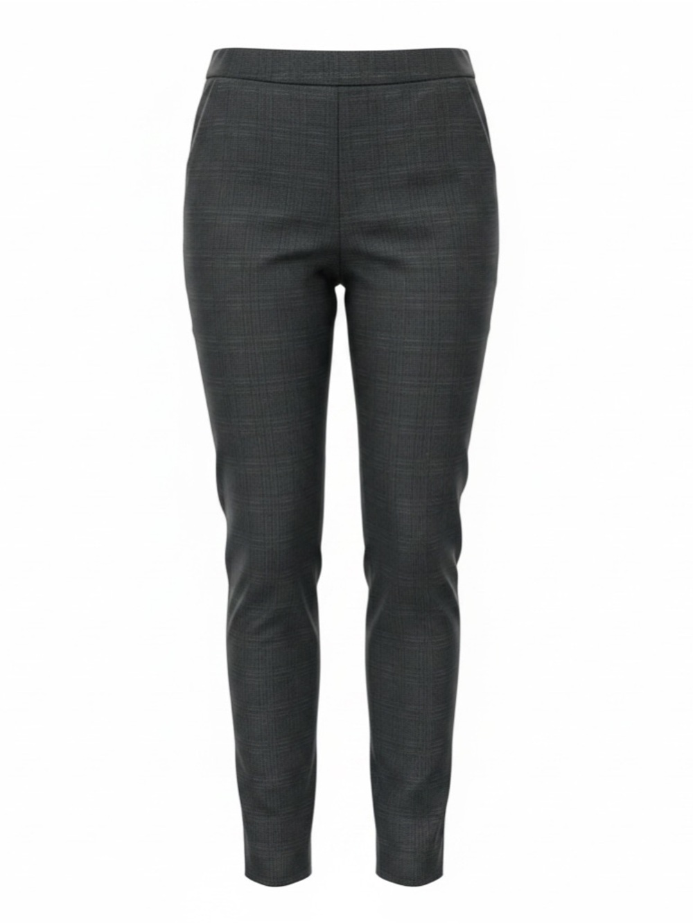 Nannette Dark Gray Plaid Skinny Ponte Pants